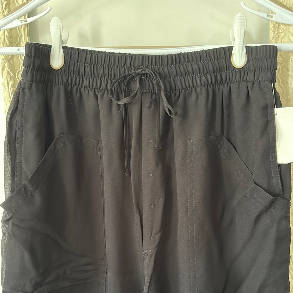 ZARA | Bamboo Black Sheer Wide-Leg Pants with Six Pockets and Draw String - Picture 3 of 16